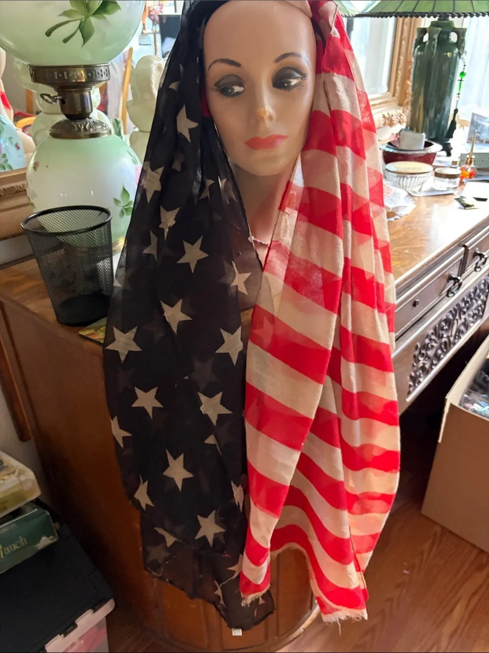 American Flag Inspired Women's Scarf in Red and White